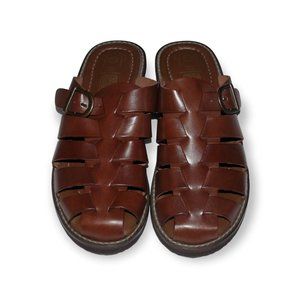 NWOT Faded Glory Leather Buckle Sandals Slides 7.5 7 1/2 Made in Brazil